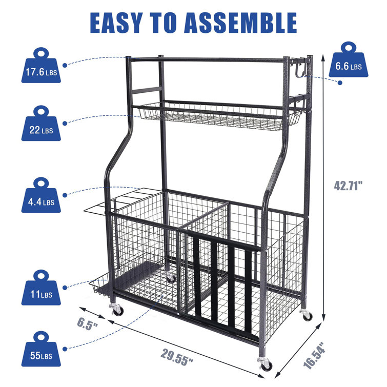 Arlmont & Co. Nodarse Metal Freestanding MultiUse Sports Rack